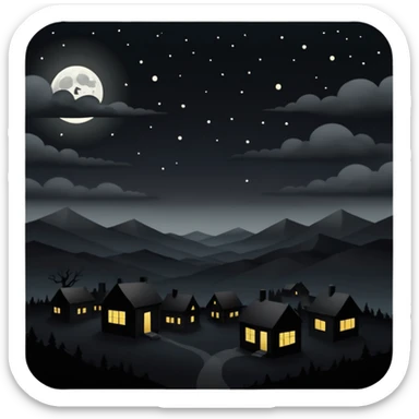 dark and eerie scene, the entire world covered in darkness. The sky is deep black with no stars or light, no moon, no glow just total void and silence. The atmosphere feels ominous and unsettling, as if darkness has swallowed everything. No characters, no visible light sources sticker