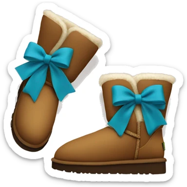 ankle ugg boots from aerial view with bows sticker