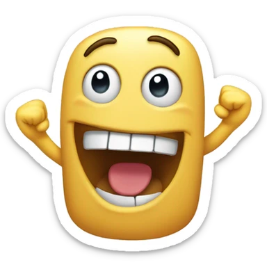 happy face with mouth open and waiving hand emoticon sticker