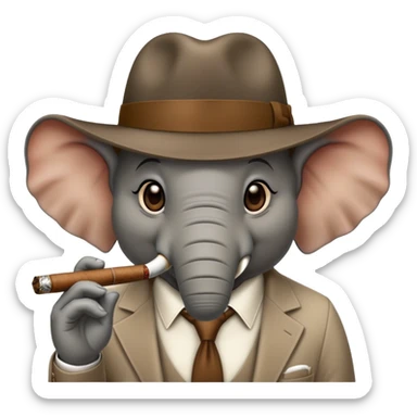 elephant gangster with fedora hat and cigar sticker