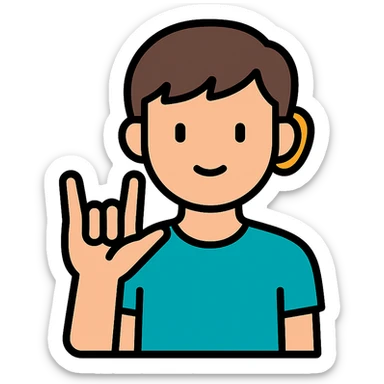 color outline icon of a young deaf man sticker