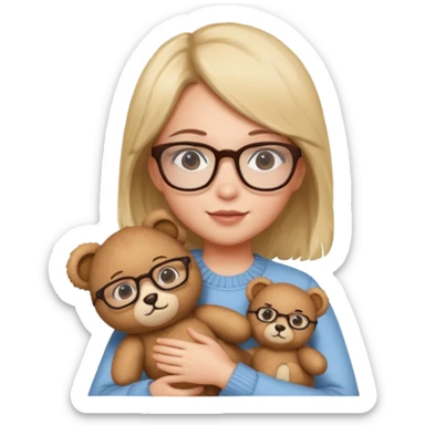 girl wearing glasses with teddy bear  sticker