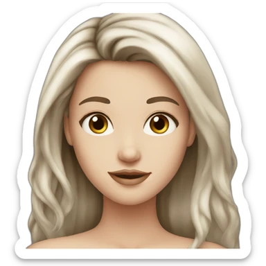 beautiful white girl with dark brown hair sticker