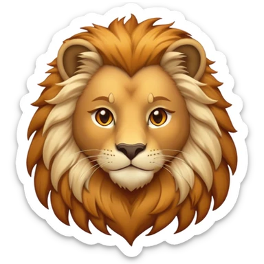 Cinematic Noble Lio Cub Portrait Emoji, Poised and regal, with a powerful, muscular build and a majestic, tawny mane, deep-set soulful amber eyes, Simplified yet sharp and sophisticated features, highly detailed, glowing with a warm, dignified glow, high shine, intelligent and fierce, stylized with an air of wild majesty, focused and attentive, soft glowing outline, capturing the essence of a watchful and confident king, so majestic it feels as though it could roar out of the screen with effortless authority! sticker