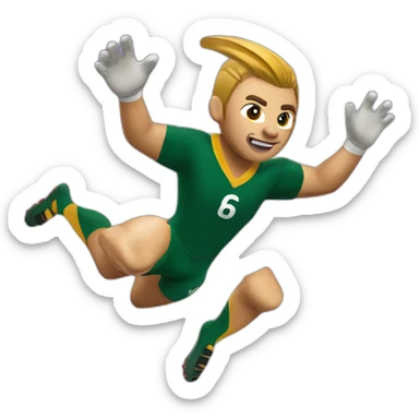 Springbok South African rugby player diving midair scoring a try sticker