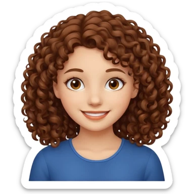 crée moi une jeune fille très belle avec les cheveux bouclés brune sticker