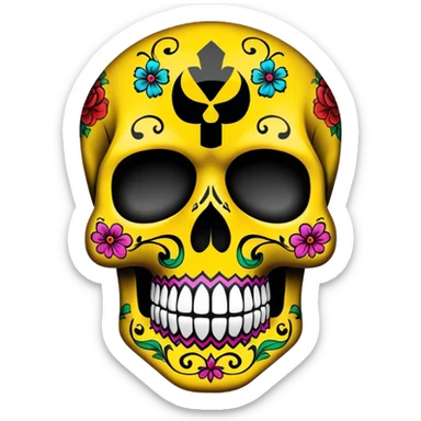 WuTang sugar skull with the wu-tang W logo incorporated into the skull design sticker