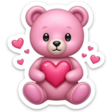 pink cute teddy bear sending hearts and love sticker