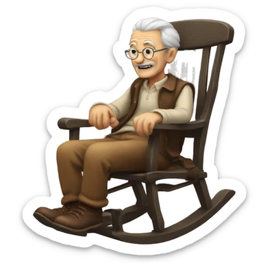 old dude playing games in a rocking chair sticker