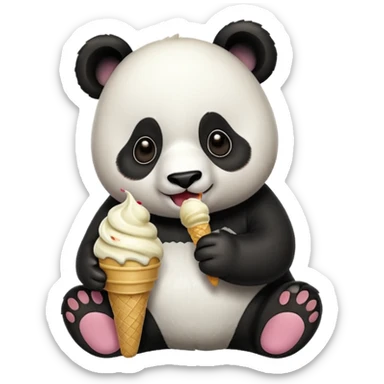 Panda eating ice cream sticker