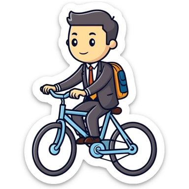 A man on a bike in an office  sticker