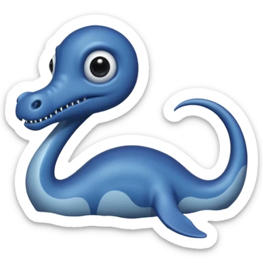 A realistic greyish-dark-blue gloomy Loch-Ness-plesiosaurus-monster with black tiny orb-eyes sticker