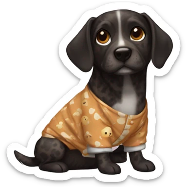Black and brown Brindle Dog wearing duck pajamas sticker