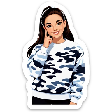 Girl wearing white camo sweatshirt  sticker