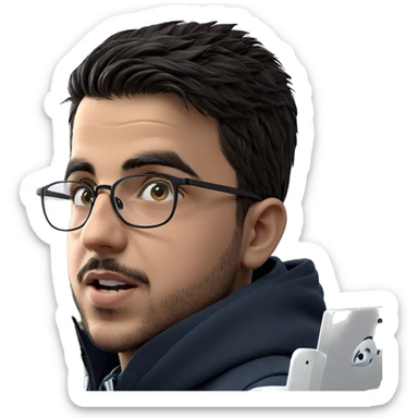 thoughtful boy with glasses sticker