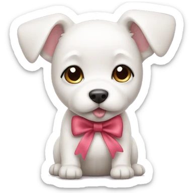 Small white puppy with bows sticker