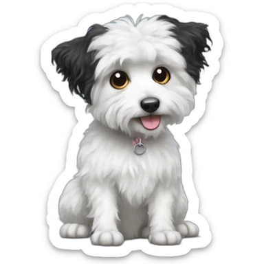 black and white rat long haired terrier mixed with poodle sticker