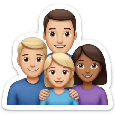 man and woman couple with 2 kids sticker