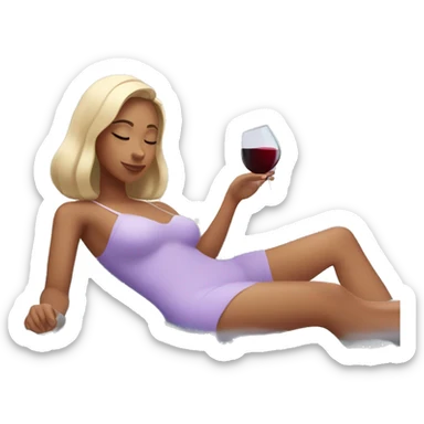 Girl relaxing in spa with iPhone in hand and wine next to her sticker