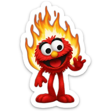 elmo on fire sticker