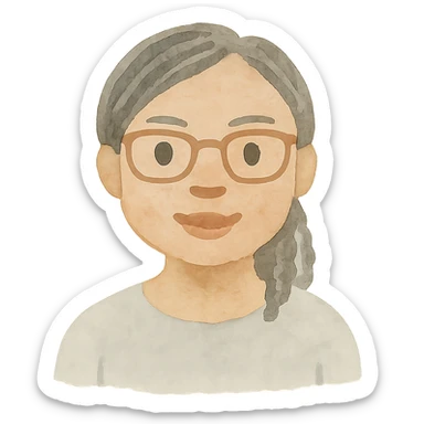 headshot emoji of Kemi Badenoch, glasses and braided hair, standing, painterly style, transparent background sticker