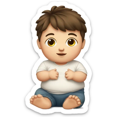 fat baby boy brunette sticker