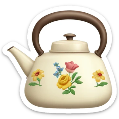 Vintage kettle with flower design sticker