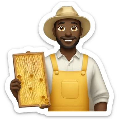 tall black man beekeeper holding honeycomb full body sticker