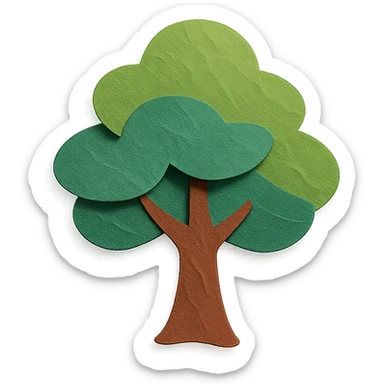 tree with layered leaves in paper-craft style sticker