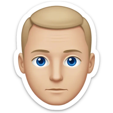 man, dark blonde thin hair, without hair parting, blue-grey eyes sticker