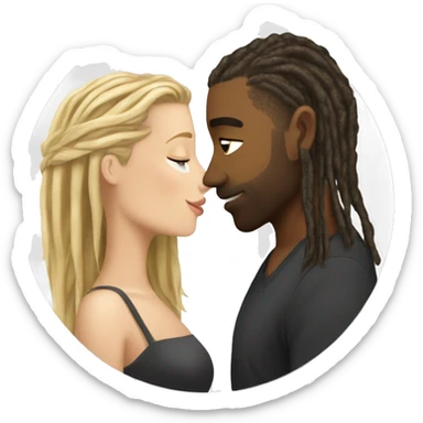 white girl with blonde hair kissing a light skin man with blonde dreads  sticker