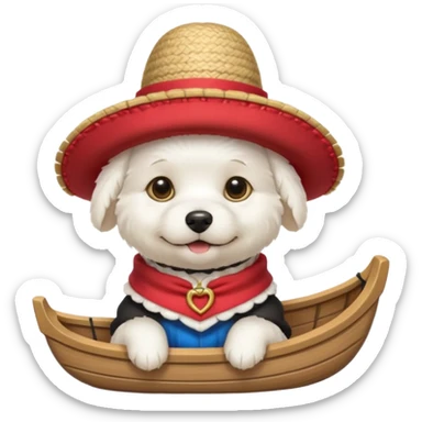 white dog with gondolier hat sticker