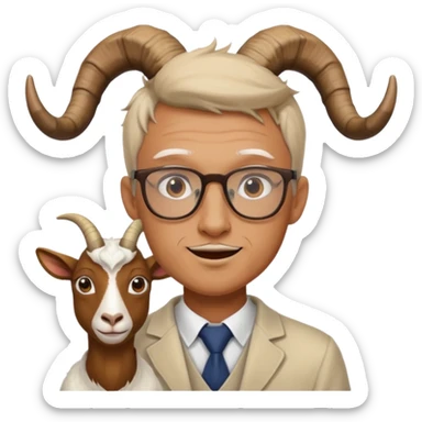 man with goat horn and eyeglasses sticker