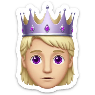 blonde king with brown eyes and silver crown and purple gems  sticker
