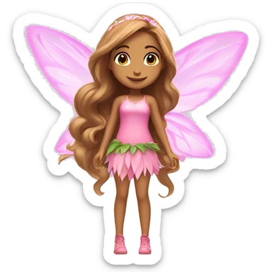 Flora the latina fairy of nature in her enchantix fairy pink clothing and long light brown hair from winx club sticker