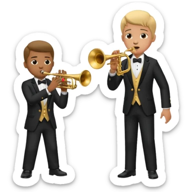Boy with trumpet aruguing with boy with trombone sticker