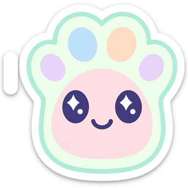 cat paw, cute and rounded, pastel colors sticker