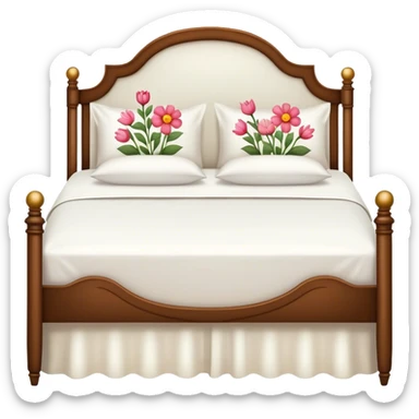 Vintage bed with flower design sticker