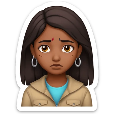 generate an indian genz girl looking sad sticker
