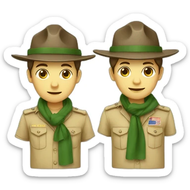 French boyscout with a campaign hat; brown hat; green scout scarf sticker