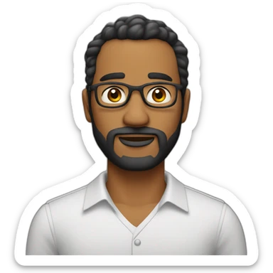 hombre de 45 años cabello muy corto negro y con canas barba con canas vestido formal sticker