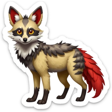 Silvally-Aardwolf-Maned-Wolf-Trico-Genet-fusion-animal-hybrid-creature, full body sticker