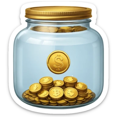 jar with a one coins sticker
