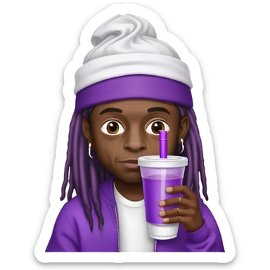 lil wayne holding a double styrofoam cup with purple drink inside sticker