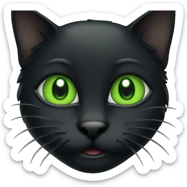 black cat with green eyes smiling sticker