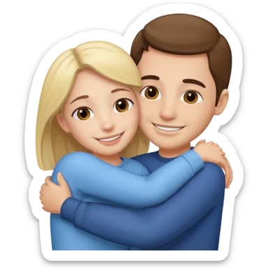 Texte ´Gros câlin’, en dessous un homme fait un câlin à sa sœur.  sticker