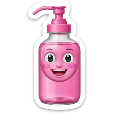 Smiling freaky baby oil bottle pink sticker