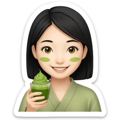 make an asian girl that loves matcha sticker