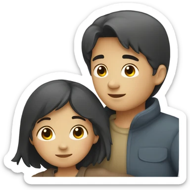 Asian girl hugging with asian boy sticker
