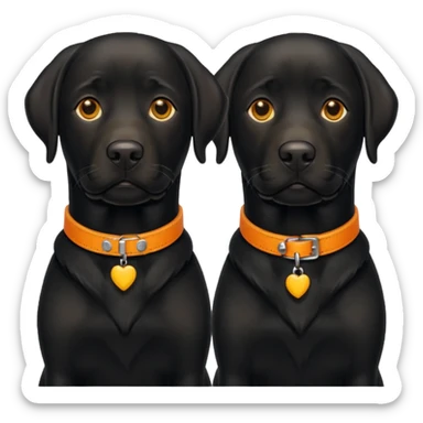 2 black labradors yellow and orange collar sticker